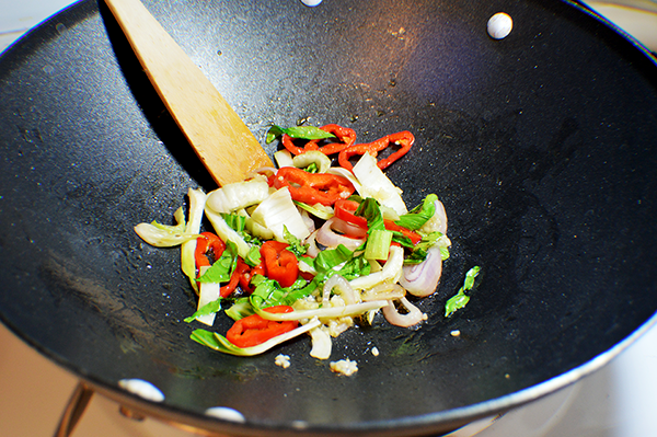 vegetable fried in a wok