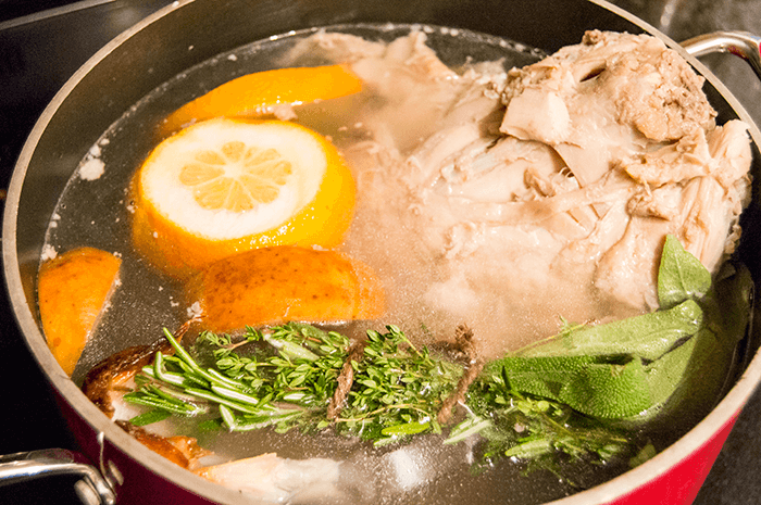 simmering turkey bones