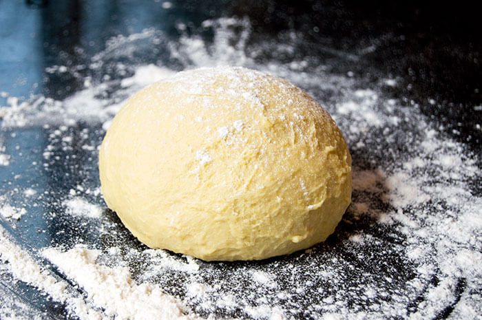 kneading cannoli dough