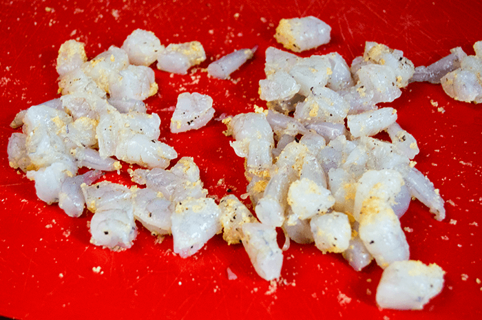 chopped raw shrimp