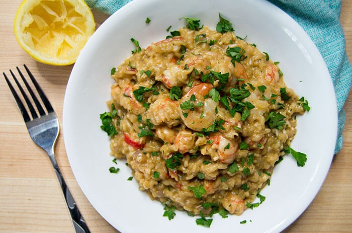 lobster risotto in bowl