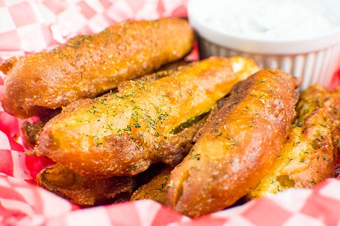 Easy Fried Pickles with Dill Yogurt Sauce