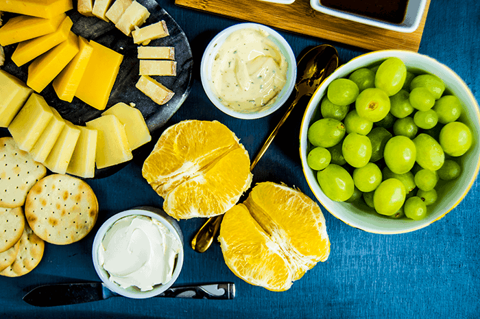 fruits for cheese board oranges and grapes