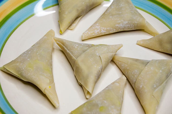 filled uncooked samosa