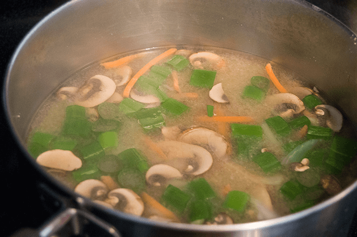 simmering miso soup