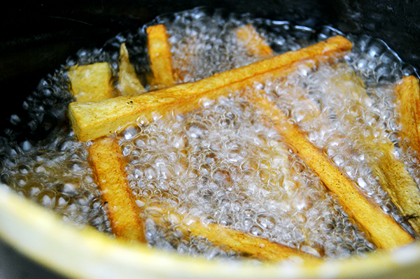 frying potatoes