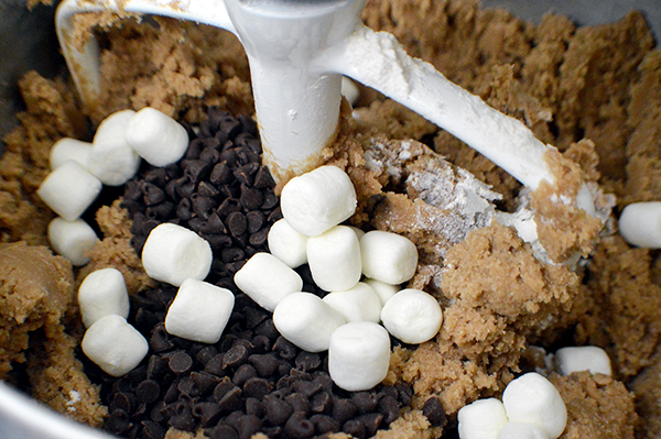 mixing chocolate chips in