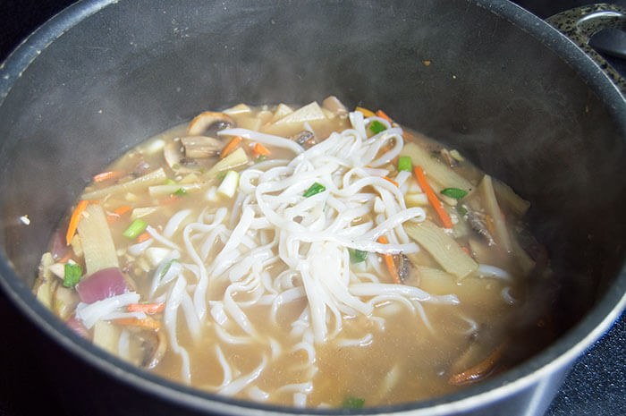broth with noodles