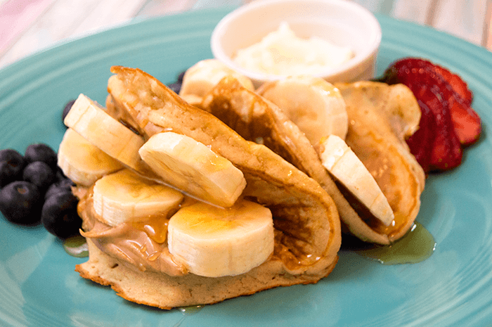 pancake tacoes with peanut butter and banana
