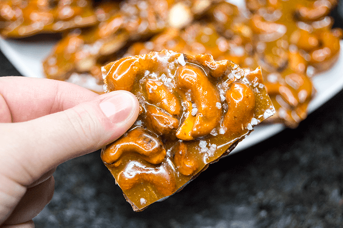 Sweet and Salty Cashew Brittle for the Holidays