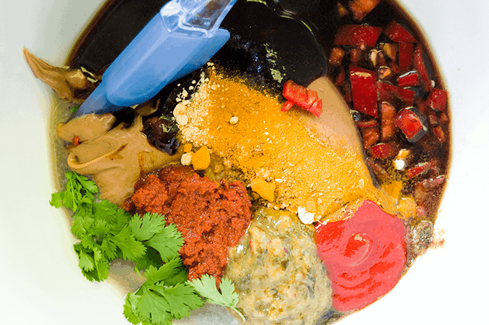 mixing ingredients for marinade