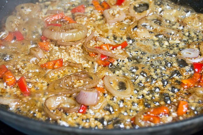 sauting onions and peppers