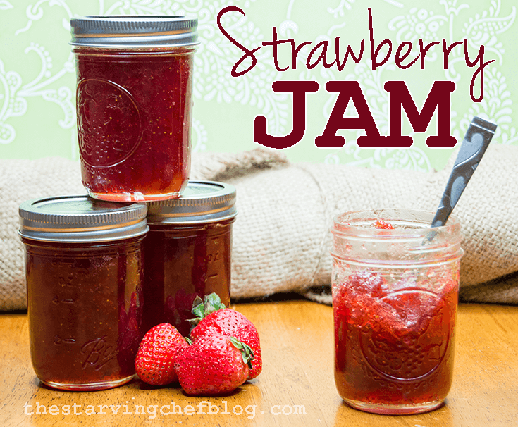 strawberry jam in jars