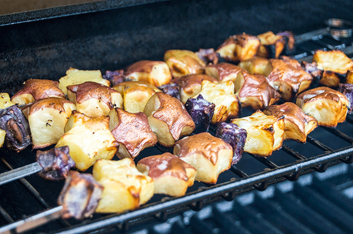 grilled skewered potatoes