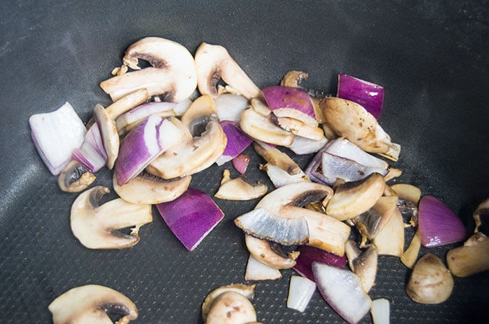 sauting mushrooms and onions
