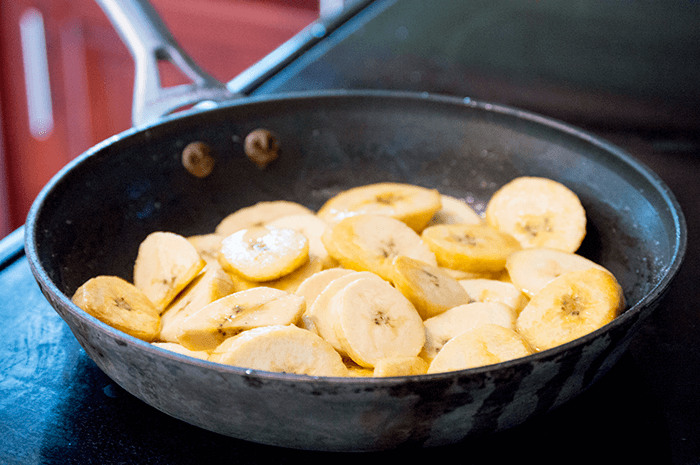 plantains in skillet