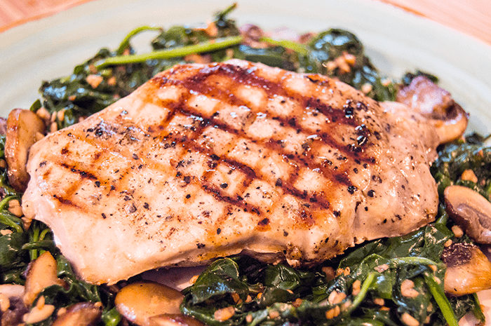 Sous Vide Pork Chops & Butter Spinach