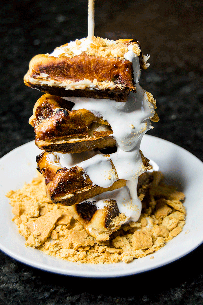 smore waffles with graham crackers