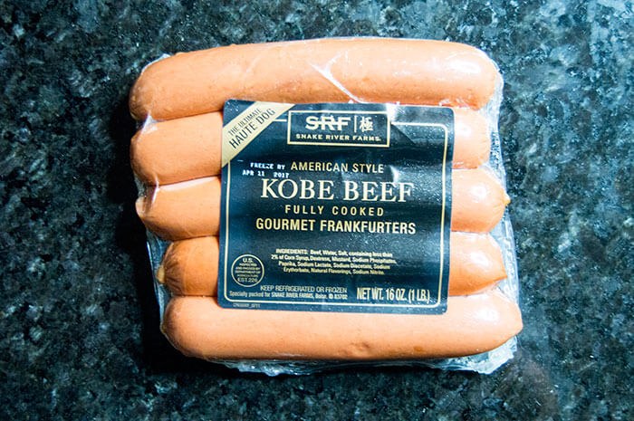 snake river kobe beef hot dogs