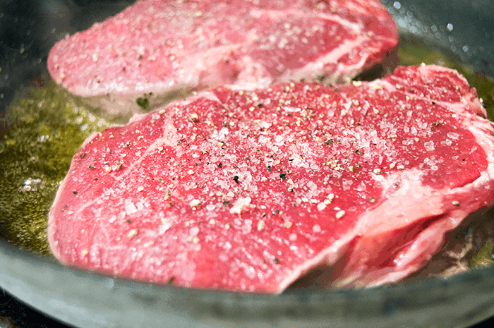 frying steaks in ghee