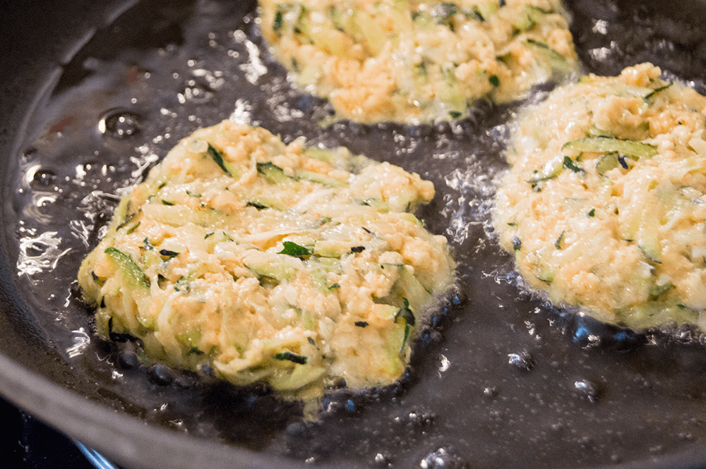 frying zucchini fritters