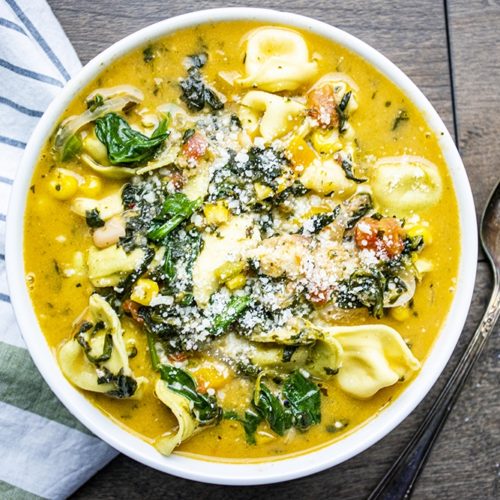 Cheesy Tortellini Soup - The Starving Chef