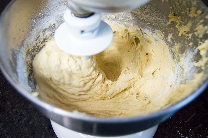 Pączki dough in mixer