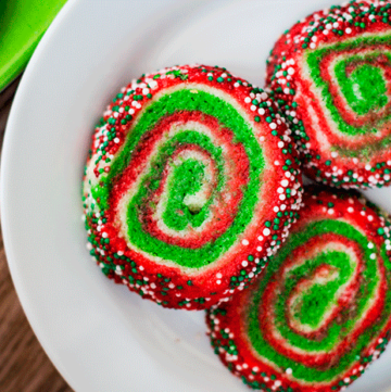 red green pinwheel cookies