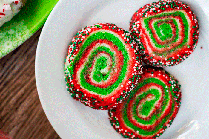 red green pinwheel cookies