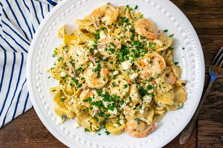 Quick and Easy Egg Noodle Shrimp Alfredo The Starving Chef