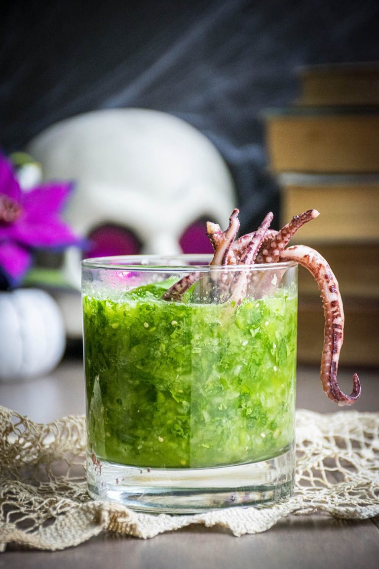 Green Bloody Mary AKA a SLIMY MARY for HALLOWEEN