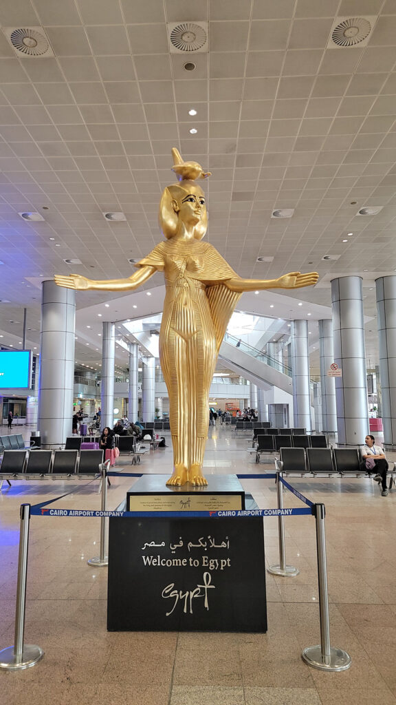 golden statue in cairo airport