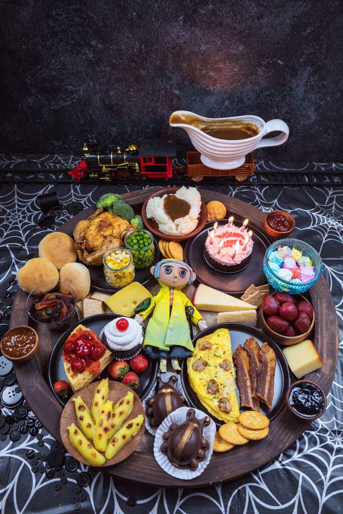 coraline themed snack board