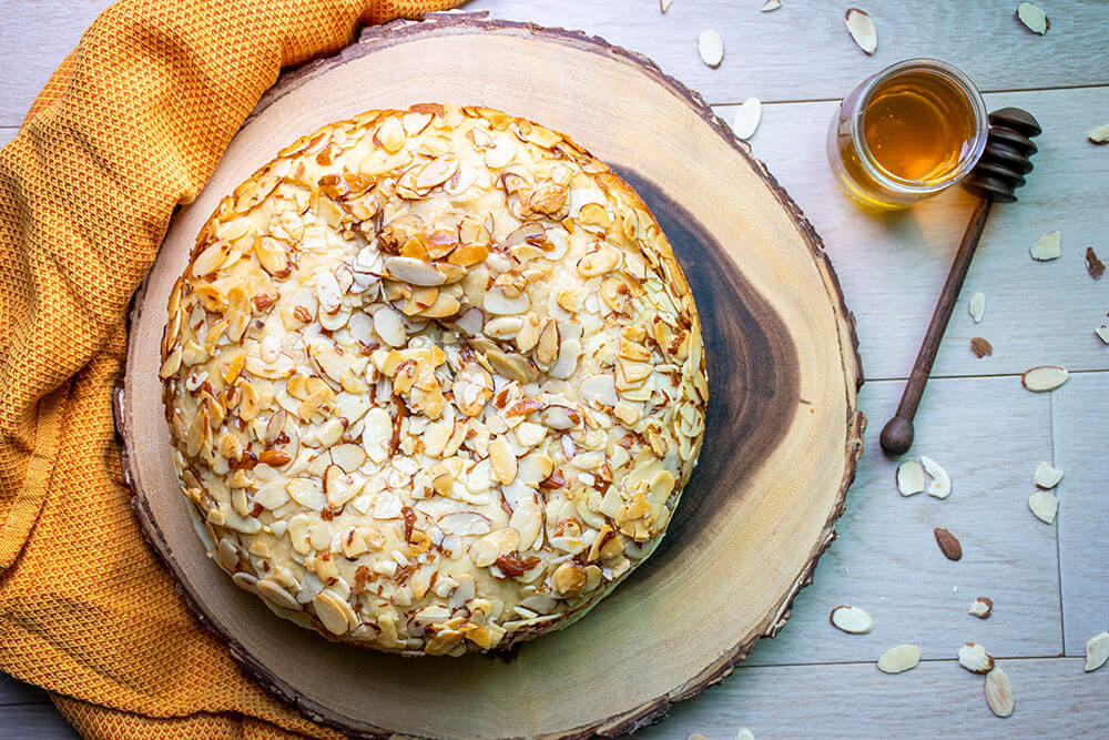 bee sting cake with honey and almonds